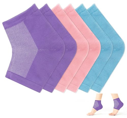 alwaiiz 3 Paar Gel Fersensocken, Weich Atmungsaktiv Fersensocken Feuchtigkeit, Fersenschutz Offene Zehensocken für Trockene Harte Gerissene Haut