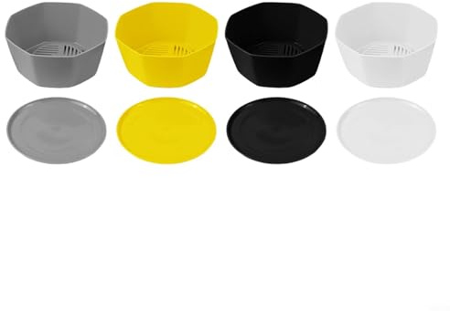 Pumixiy Vasi per piante grasse, grandi, rotondi, in plastica, con fori di drenaggio, per interni ed esterni, uso decorativo da giardino, confezione da 4 (medio)