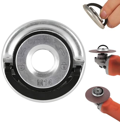 M14 Quick Clamping Nuts, 45mm Quick Release Angle Grinder Nut Angle Grinder Locking Attachments Heavy Duty Locking Retaining Flange Nut with Pull Rin for Milwaukee Dewalt Makita Angle Grinder