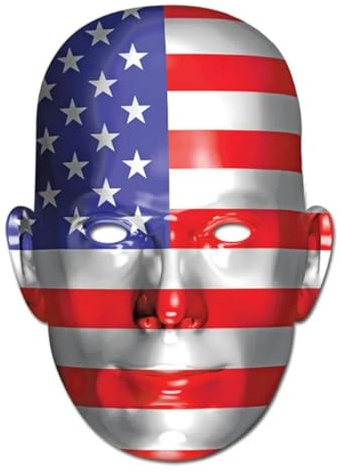 USA Flag Cardboard Face Mask - American Colours Party Mask