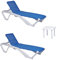 resol grupo garbar ACQUA-Andorra Set 2+1 Tumbona-Mesa Auxiliar Exterior | jardín, terraza, balcón, Playa, Piscina | apilable, reclinable, Ruedas, Posavasos | Estructura Blanca - Textilene Azul