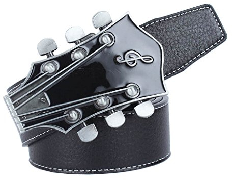 Sharplace Punk Unisex PU Gürtel Manschette Gürtel Gitarre Schnalle, Schwarz, 120cm