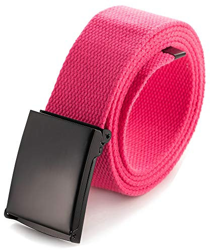 Mile High Life Passend zugeschnitten Leinwand Webgürtel Größe bis zu 1,32 m mit Flip-Top Feste Militärschnalle (Pink)