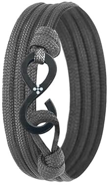 Lion & Son Kohlenstoff-Armband mit 100% Anker Kreuz Infinity Carbon-Anhänger Wickelarmband Herren (Grey-Infinity)