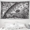 ABAKUHAUS Jahrgang Wandteppich und Tagesdecke, Mond Sonne Planeten Bild aus Weiches Mikrofaser Stoff Waschbar ohne Verblassen Digitaldruck, 230 x 140 cm, Anthrazit grau