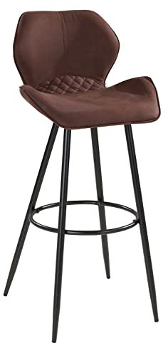 Home4You Barhocker - Braun antik - Mikrofaserbezug - Gestell aus Metall