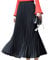Damen Mädchen Plisseerock in Maxilänge Plissee-Maxirock Elastische Chiffon Langer Faltenrock Elastischer Bund für Frühling Sommer Herbst - 90cm Einfarbig Schwarz