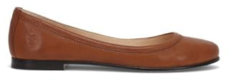 Frye Carson Ballet Flats for Women Featuring Premium Tumbled Leather with Leather Lining and Leather Outsole – 3/8 Heel, Cognac - 8M