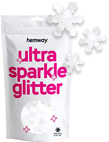 Hemway Ultra Sparkle Glitter - Snowflake | White Iridescent Metallic Flake Sequins for Resin & Epoxy Crafts | Craft Supplies for Tumblers, Festival, Hair, Face, Body, Eye & Nail Art Decoration | 50 g