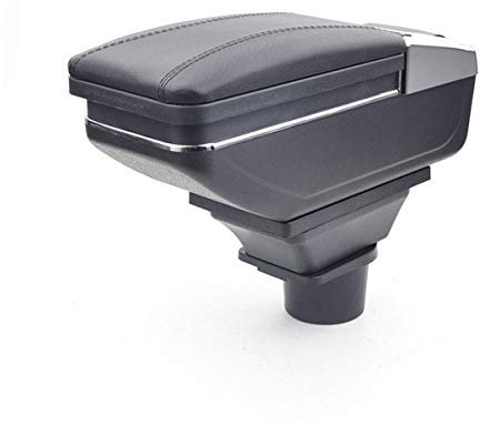 Armlehne Auto kompatibel mit Smart Fortwo/Forfour 451 (2009-2018) - Mittelarmlehne aus schwarzem Leder mit Aschenbecher und Staufach