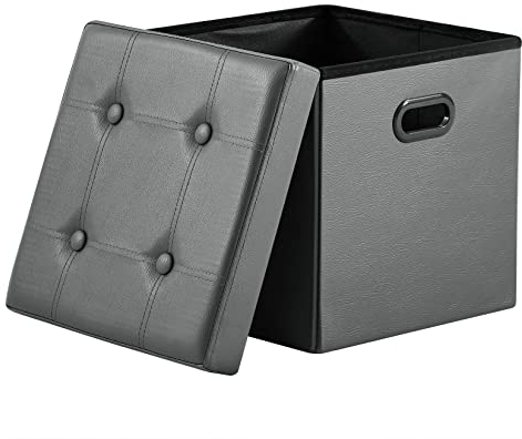 Zedelmaier Sitzhocker Sitzwürfel mit Stauraum Fußbank Truhen Aufbewahrungsbox faltbar belastbar bis 300 kg, Deckel abnehmbar, 38 x 38 x 38 cm,Kunstleder…