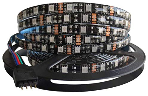 Tesfish 12V RGB LED Streifen Licht, 5M Strip Lichtband Schwarz PCB Board 5050 IP65 Wasserdicht 300 LEDs Farbwechsel Band Leiste Lichtleiste für Schlafzimmer, Küche Dekoration