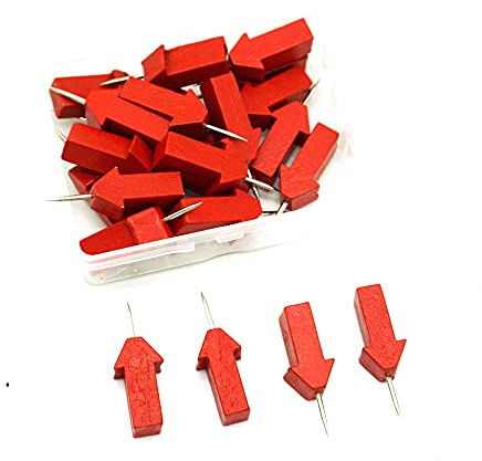 50 Stück Holz-Pinnnadeln mit rotem Stern-/Pfeil-Design für Weltkarten-Pinnwände, Bastelprojekte