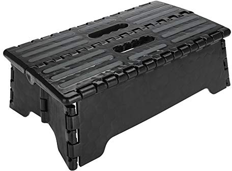 Klappbarer Tritthocker, Hocker Kunststoff Hocker Klappbar Tragbarer klappbarer Tritthocker für Schwarz Stufenleiter ltere, Schwangere Badezimmer, Reisegebrauch, 38 x 21.5 x 13 cm