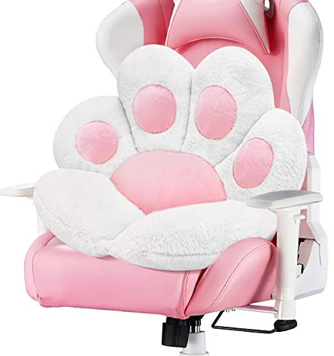MOONBEEKI Cat Paw Cushion Comfy Kawaii Chair Plush Cushions Shape Lazy Pillow for Gamer Chair 28x 24 Cozy Floor Cute Seat Kawaii for Girl Worker Gift, Dining Room Bedroom Decorate White