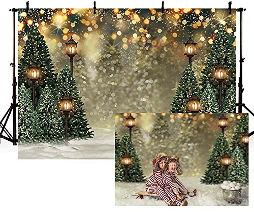 MEHOFOND 3 x 2,1 m Neugeborenen-Fotohintergrund Grün Schneeflocke Weihnachtsbaum Winter Schnee glitzernd Bokeh Portrait umgekehrt Weihnachten Geburtstag Party Fotos Girlanden Zubehör