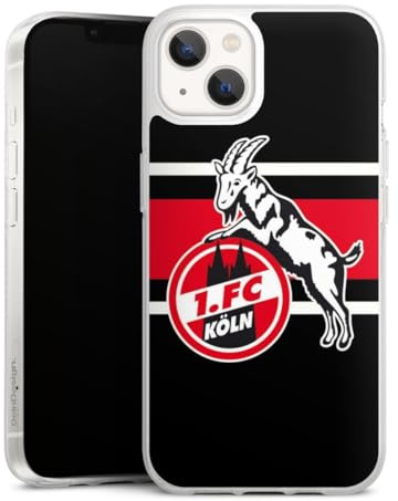Silikon Hülle kompatibel mit Apple iPhone 13 Case transparent Handyhülle 1. FC Köln Offizielles Lizenzprodukt Logo