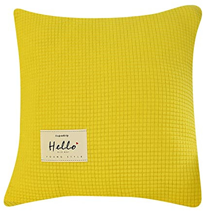 Bodhi2000 Federa per cuscino accattivante in tinta unita decorativa quadrata utile giallo limone