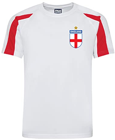 Personalised England Retro Style Home White/Red Football Shirt for Boys and Girls Best Birthday Gift for Children for 3 to 13 Year Old Kids (5/6 Years)