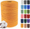 4 mm x 300 m Cordon en Coton macramé Doux, 4 brins torsadés Coton Naturel pour Suspension Murale, Bricolage, Artisanat, Tricot, projets de décoration,Jaune doré