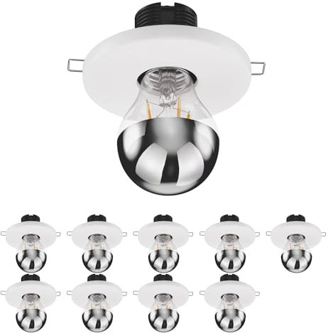 ledscom.de 10 Stück E27 Porzellan Decken-Einbauleuchte TELA, rund, weiß, 99mm, inkl. Kopfspiegel Leuchtmittel 6,309W 646lm weiß