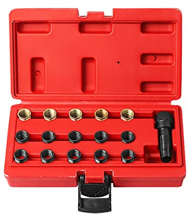 Wisyurt 16-Teiliges Set, Praktischer -Wartungshahn für ZüNdkerzenwerkzeug, Automobile, Gewinde-Reparatur-Set für Stahlfahrzeuge, Gewinde Nachschneiden