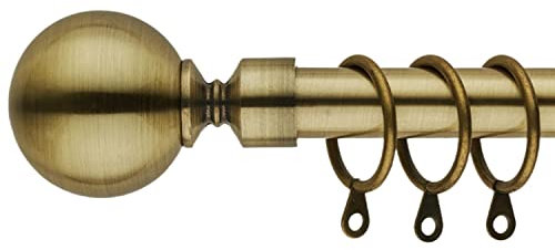 Curtain Poles Extendable Curtain Pole 70 cm to 210 cm Brass/Gold Ball Finials 28 to 84 Adjustable 19 mm Diameter Curtain tracks Includes Rods,Finials,Brackets,Rings & Fitting sets