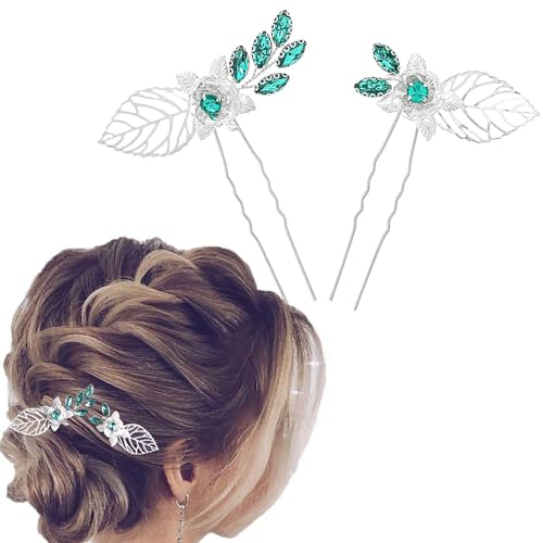 Flayem Grünem Hochzeit Haarnadeln Braut Kristall Haarspangen