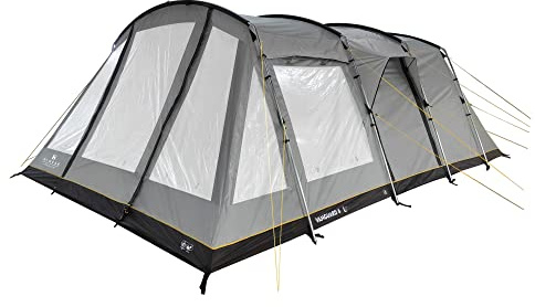 Hi-Gear Vanguard Nightfall 6 Man Tent with Darkened Bedrooms, Spacious Living Area & Sewn In Groundsheet, 6 Person, Easy to Pitch, Tunnel Design, Ideal for Family Camping & Festivals, 6000mm HH