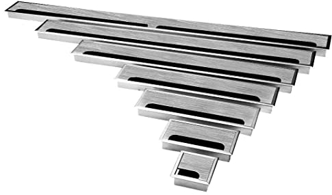 Aluminium Kabeldurchführung für Schreibtische, Arbeitsplatten Werkbänke | 8cm bis 100cm Länge | 3 Farben Schwarz Silber Gebürstet (80x160mm, Silber Gebürstet)
