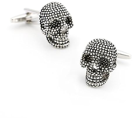 YAHOYA Herren Totenkopf Manschettenknöpfe Qualität Messing Material Schwarze Farbe Punisher Skelett Manschettenknöpfe