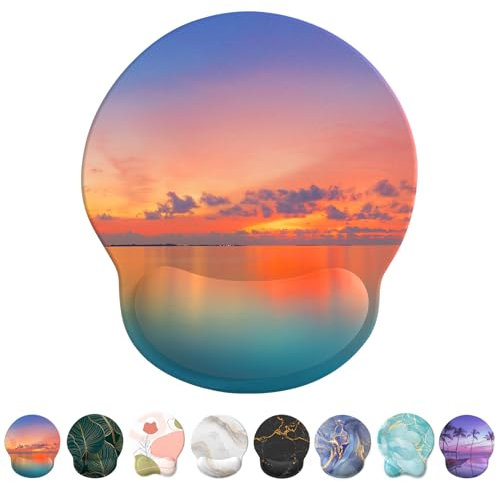 Giecy Mouse Mat Wrist Support, Ergonomic Gel Mouse Pad, Mouse Wrist Rest with Non-slip Base for Home Office Computer, Laptop (Beautiful Sunset)