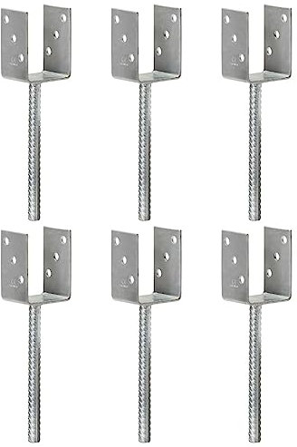 Homgoday Zaunanker 6 Stück Silber 7x6x30 cm Stahl verzinkt Zaunpfosten Reparatur Zaunpfosten Anker Erdspieß zur Reparatur gekippter Zaunpfosten, einfach zu installieren & doppelt fest