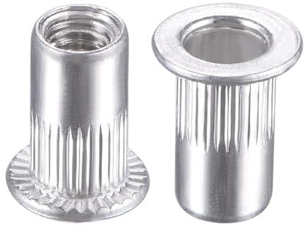 TA-VIGOR 25Pcs M4 Rivet Nuts, Aluminium Alloy Knurled Flat Head Threaded Insert Nut Silver for Automotive Furniture