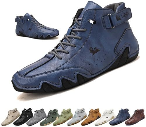 Uomo Stivali Alti in Pelle Scamosciata Fatti a Mano, Beck Scarpe Uomo Impermeabili Antiscivolo Leggere Traspiranti Stivali Uomo for l'escursionismo e la Guida