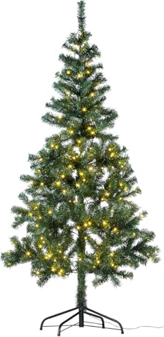 infactory Weihnachtsbaum künstlich: Weihnachtsbaum mit Bodenständer, 180 cm, 364 Spitzen, 240 LEDs (Weihnachtsbaum LED Beleuchtung, Tannenbaum mit LED-Beleuchtung, Weihnachtsbaumkerzen)