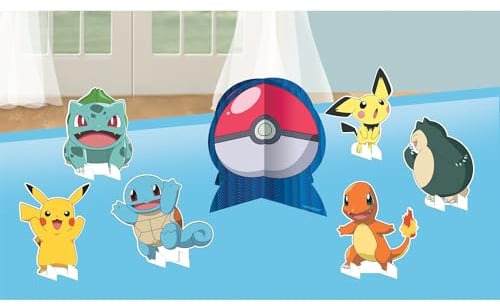 amscan 9917124 Offiziell lizenzierte Pokémon-Tischdekoration für Kindergeburtstage, 7 Stück, Mehrfarbig