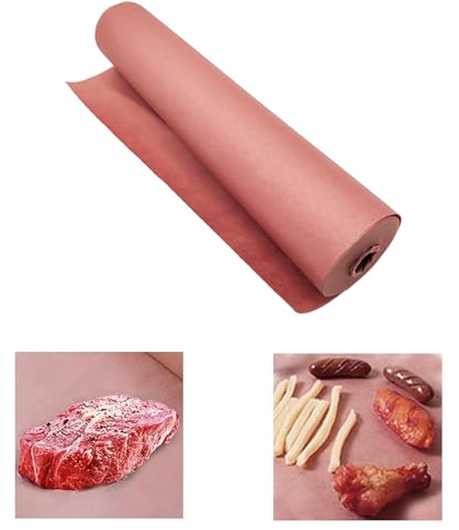 Carta da macellaio rosa in rotolo da 15 m, larghezza 42 cm. Carta kraft originale per BBQ, grill, affumicatore, carne e pesce.