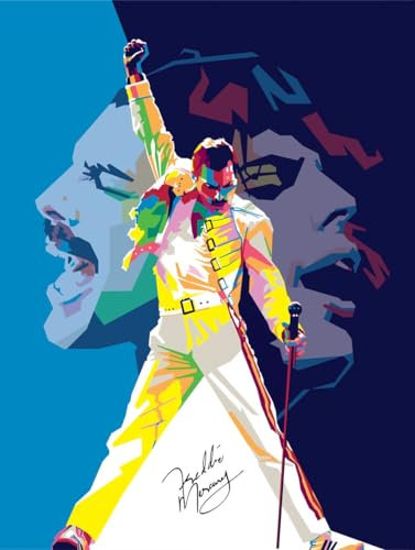 Esque - Poster Freddie Mercury 40x30 - Queen - Pop Art - Rock Band - Bohemian Rhapsody