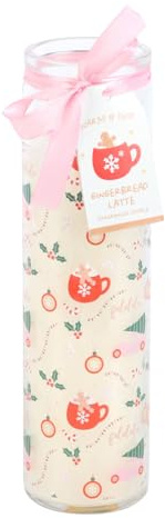 Sugarplum Fun Christmas Print Tube Kerze – festliche Feiertagsdekoration, Duftwachs, 20,3 cm hoch, Geschenk für Weihnachtsfeiern und Heimdekoration