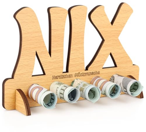 Lemicin Nix Geschenk Geburtstag Geldgeschenk - Nichts Geburtstagsgeschenk aus Holz Ich Wünsche Mir Nix Geschenk Originelle Geschenke für Männer Herren Schwiegermutter Frauen