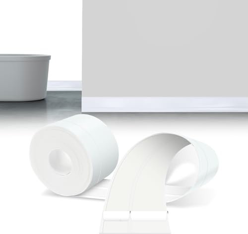 LIHIQIYA Battiscopa Flessibile Autoadesivo Bianco, 12M Battiscopa in PVC, Battiscopa Bianco, Battiscopa per Cucina Sigillante Impermeabile, Battiscopa Morbido Adesivo per Bagno, Battiscopa 23mmx32mm