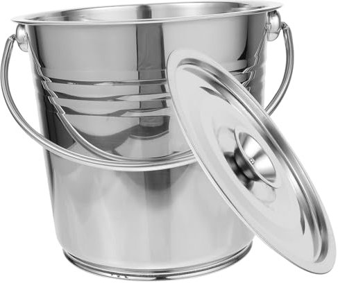 CIYODO Feuerstelle Eimer Robuster Rostfreier Aschenbehälter Mit Deckel Für Grillkohle Und Kamin Kapazität Für Garten Und BBQ