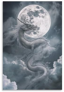 DHBANEIOK Drache Wall Art - Leinwand Wandbild Poster Modern Dekorationen Für Das Wohnzimmer,Büro,Küche,Schlafzimmer 24x36inch(60x90cm)