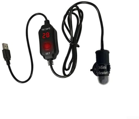 Zilimontt Chauffage d'aquarium, mini chauffage submersible USB 10 W, contrôle précis de la température pour aquarium de 4 L, tige chauffante USB (1)