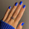 SXVME Royal Blue Press on Nails Short Square Acrylic Short False Nails Coffin Natural Acrylic Fake Nails Set Elegant Solid Color Full Cover Glossy Gel Stick on Nail for Women Daily Wear 24 Pcs