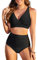 Tuopuda Costume da Bagno Donna a Vita Alta in Due Pezzi,Top Bikini Push up con Scollo a V e Slip per Il Controllo della Pancia,Schiena Incrociata Costumi da Bagno(Nero,M)