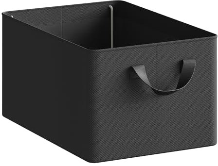 WOLTU Aufbewahrungsbox 1 Stück, aus Polyesterstoff, für Schlafzimmer, Arbeitszimmer, Wohnzimmer, Organizer Box mit Griffen, für Kleidung Spielzeug, faltbar, Schwarz, 37,5x20x26 cm