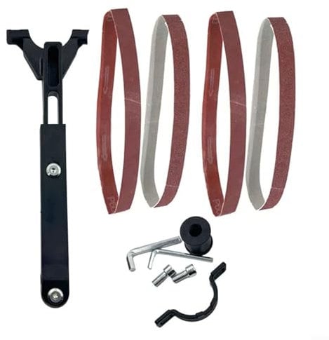 LVYXON Set di modifica smerigliatrice angolare multiuso, convertitore per levigatrice a nastro per smerigliatrici da 100 mm e 125 mm, kit di lucidatura per metallo e lavorazione del legno