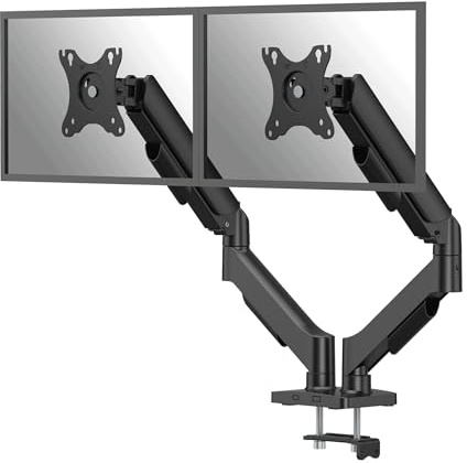 Fellowes Everyday Plus Bras Écran Double à Ressort à Gaz – Supporte 2 écrans Jusqu’à 32 et 9 kg, réglage en Hauteur sans Outil, VESA 75/100, Fixation par Pince ou œillet.